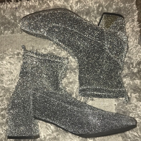 silver glitter sock boots